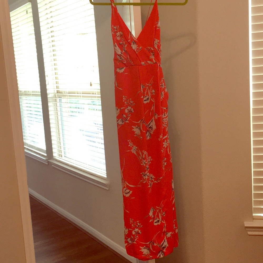 Criss cross back orange midi dress